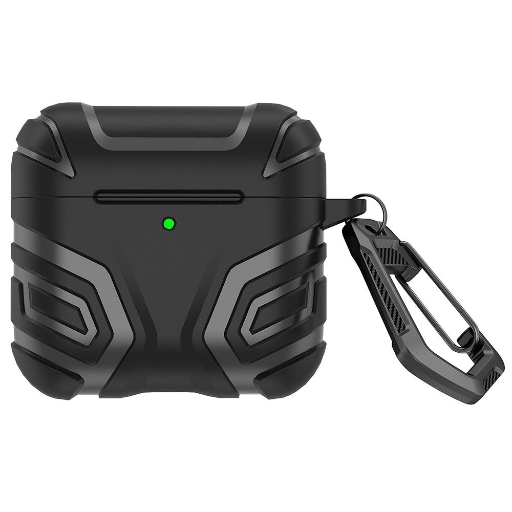Compatible With  AirPods 5 / 4 Case Split Design Soft TPU Shockproof Earphone Cover with Carabiner - Black