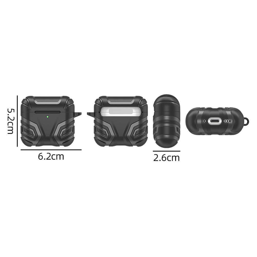 Compatible With  AirPods 5 / 4 Case Split Design Soft TPU Shockproof Earphone Cover with Carabiner - Black
