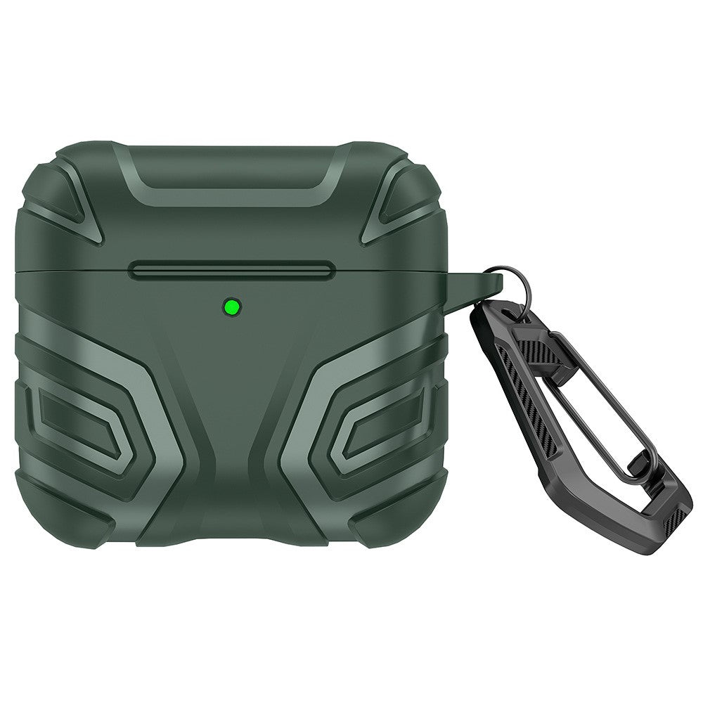Compatible With  AirPods 5 / 4 Case Split Design Soft TPU Shockproof Earphone Cover with Carabiner - Blackish Green
