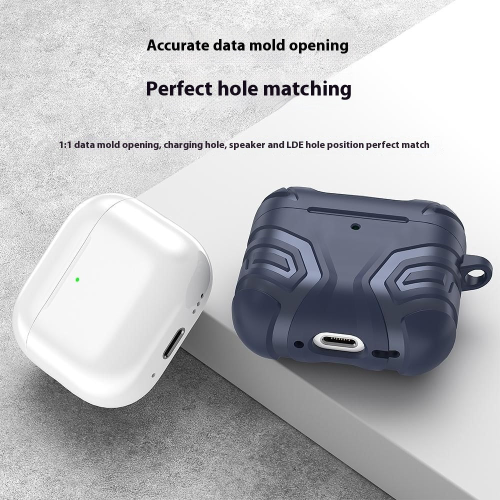 Compatible With  AirPods 5 / 4 Case Split Design Soft TPU Shockproof Earphone Cover with Carabiner - Blackish Green