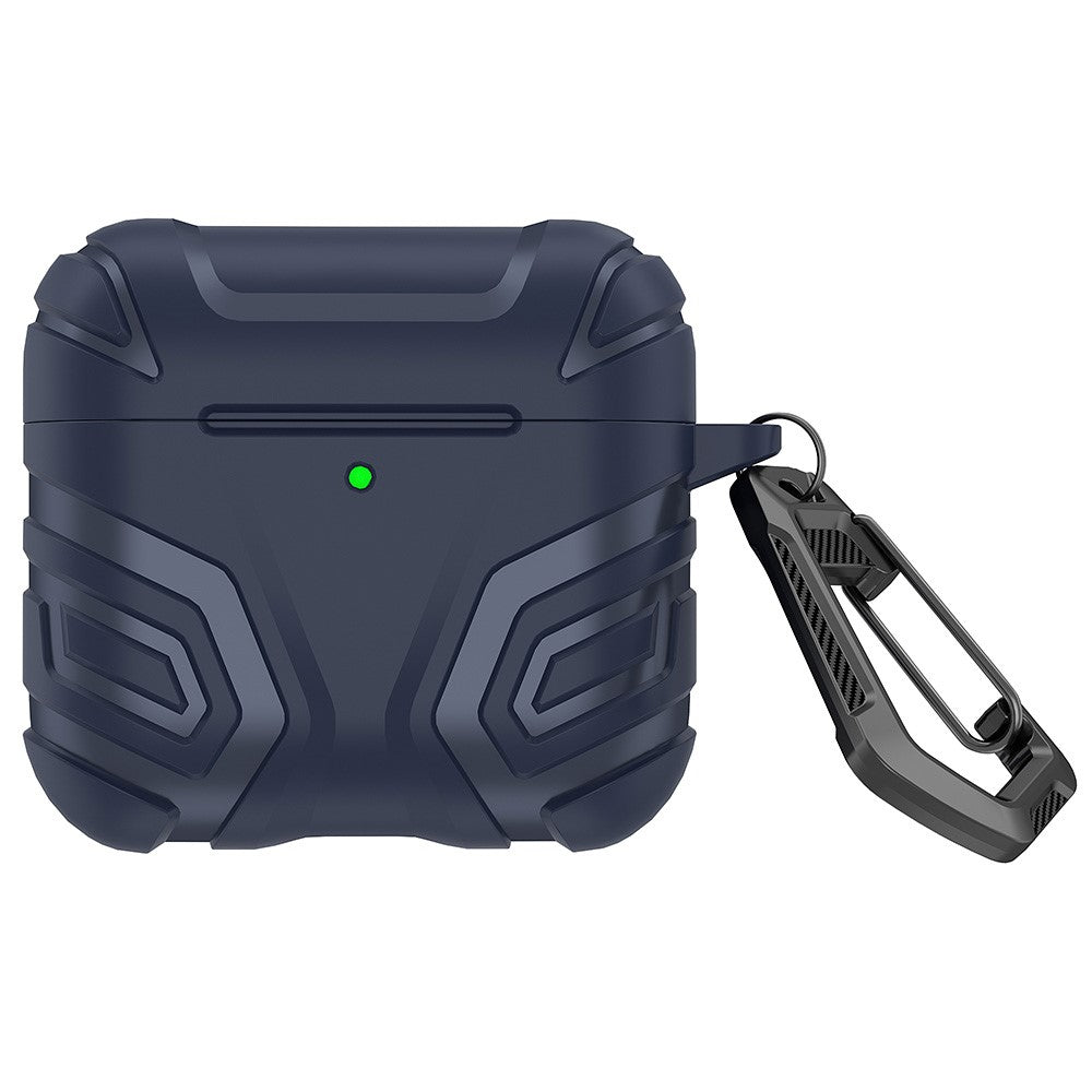 Compatible With  AirPods 5 / 4 Case Split Design Soft TPU Shockproof Earphone Cover with Carabiner - Dark Blue