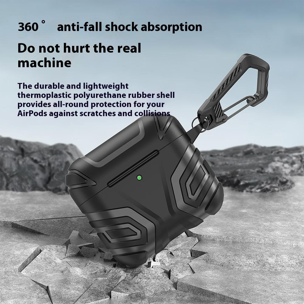 Compatible With  AirPods 5 / 4 Case Split Design Soft TPU Shockproof Earphone Cover with Carabiner - Dark Blue