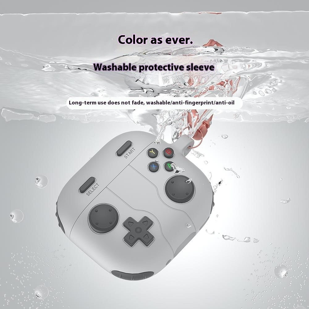 Compatible With  AirPods 5 / 4 Case Game Console Shape Earphones Silicone Shell with Carabiner - Rock Grey