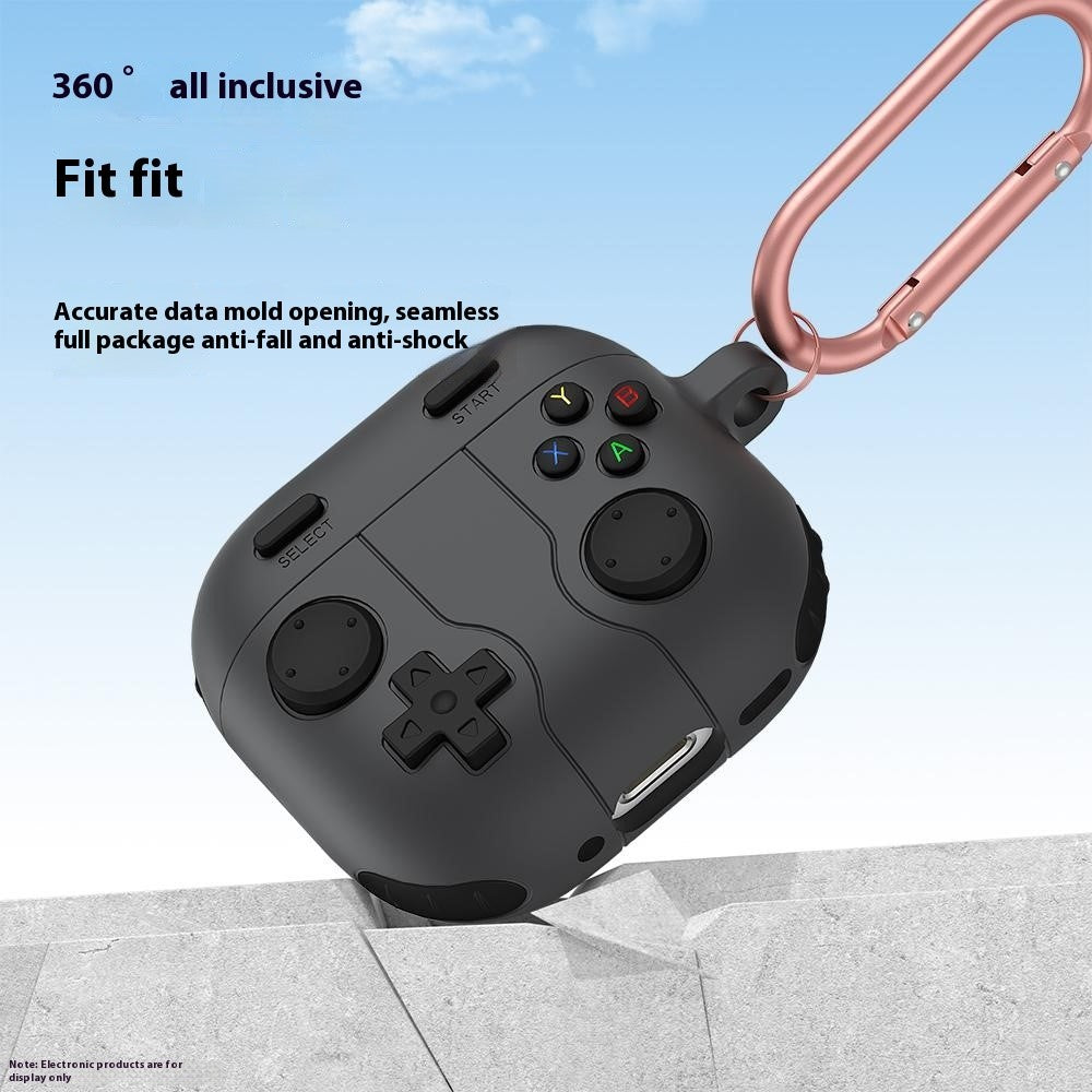 Compatible With  AirPods 5 / 4 Case Game Console Shape Earphones Silicone Shell with Carabiner - Dark Grey
