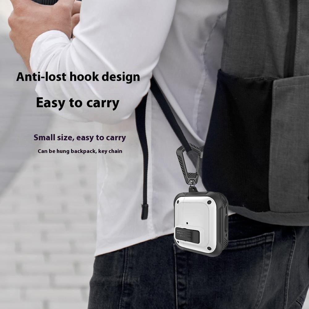 Compatible With  AirPods 5 / 4 Earbuds Case PC+TPU Shockproof Full Body Protective Magnetic Cover with Carabiner - Purple