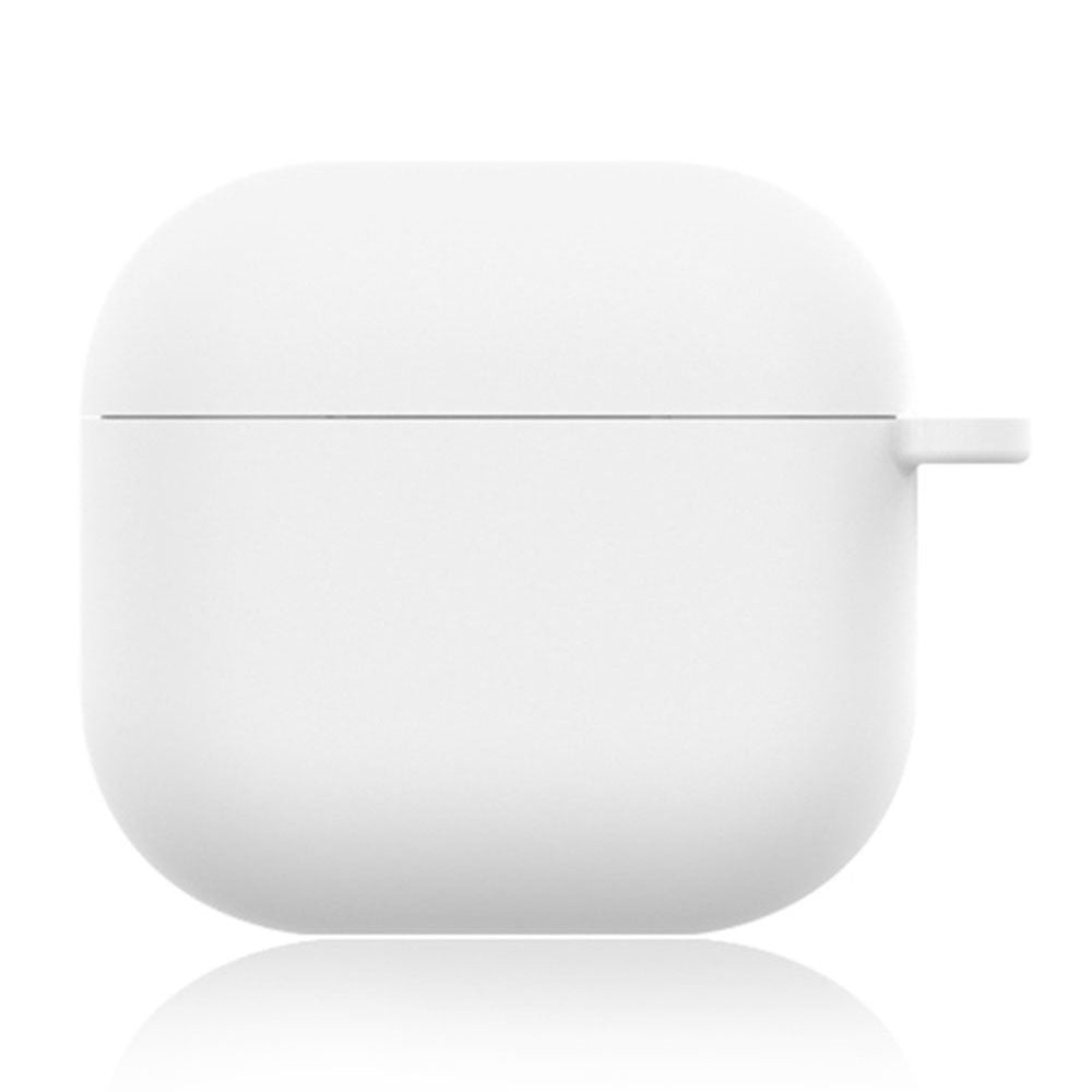 Compatible With  AirPods 5 / 4 Silicone Case Soft Wireless Earbud Organizer Cover Thickness 1.5mm with Carabiner - White