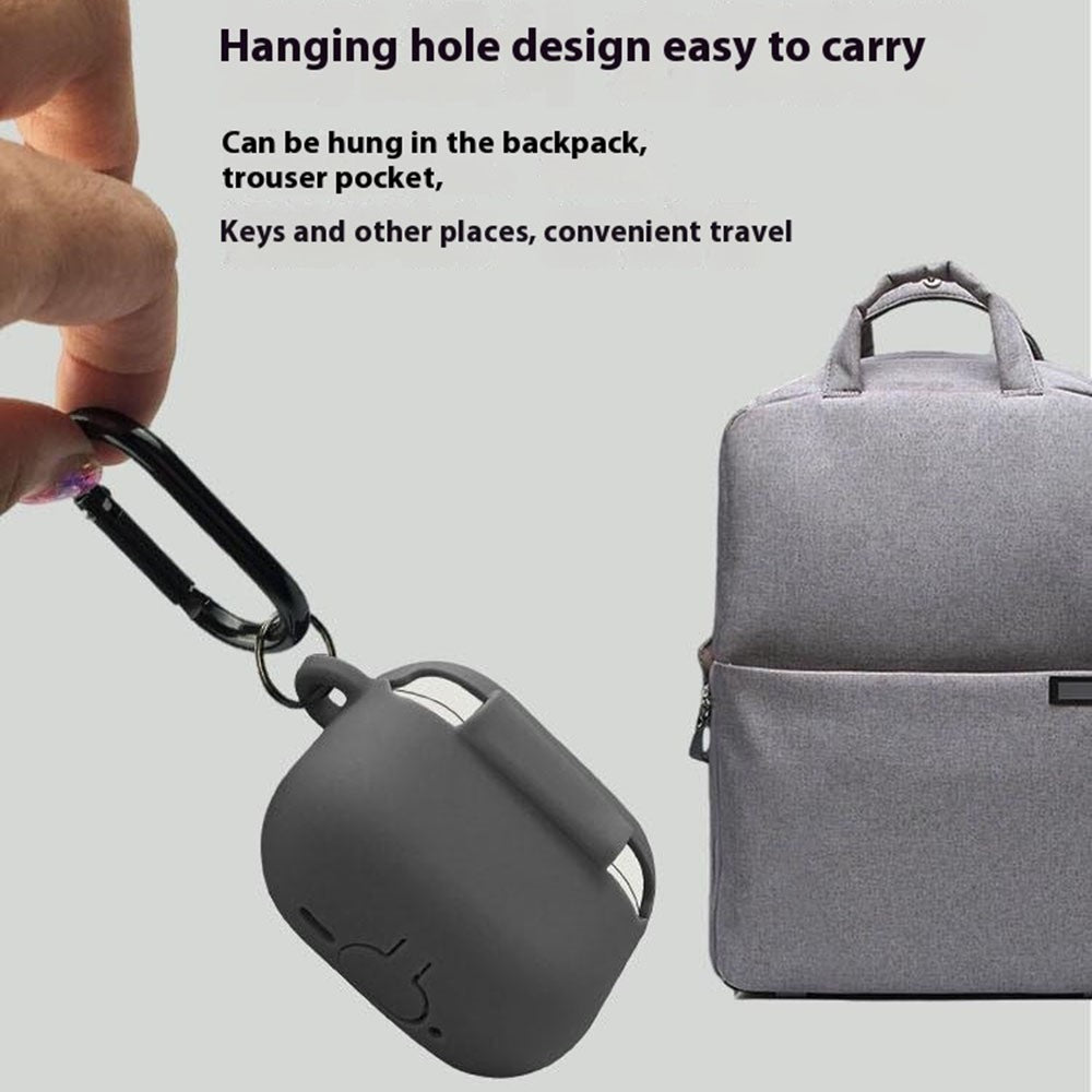 Compatible With  AirPods 5 / 4 Silicone Case Soft Wireless Earbud Organizer Cover Thickness 1.5mm with Carabiner - Black