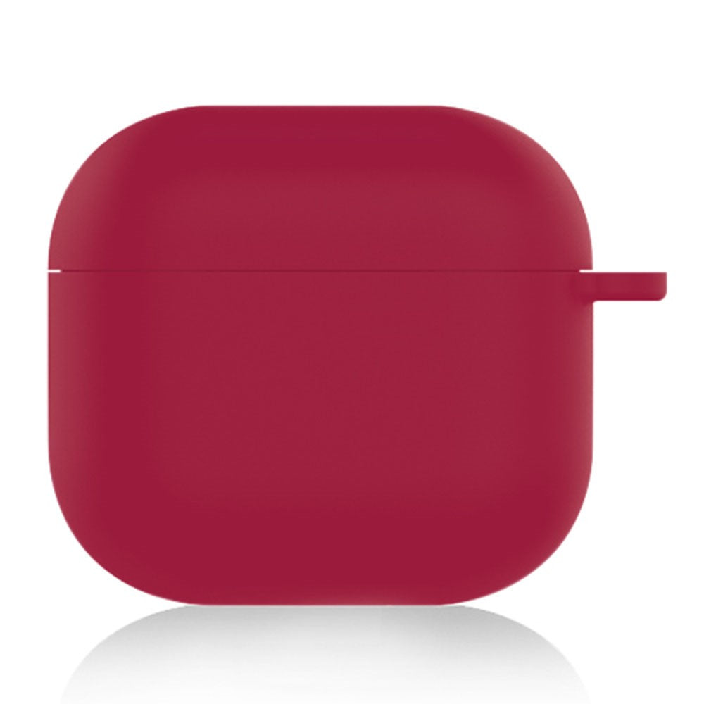 Compatible With  AirPods 5 / 4 Silicone Case Soft Wireless Earbud Organizer Cover Thickness 1.5mm with Carabiner - Wine Red