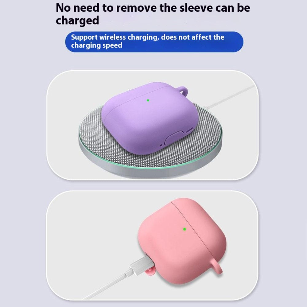 Compatible With  AirPods 5 / 4 Silicone Case Soft Wireless Earbud Organizer Cover Thickness 1.5mm with Carabiner - Sky Blue