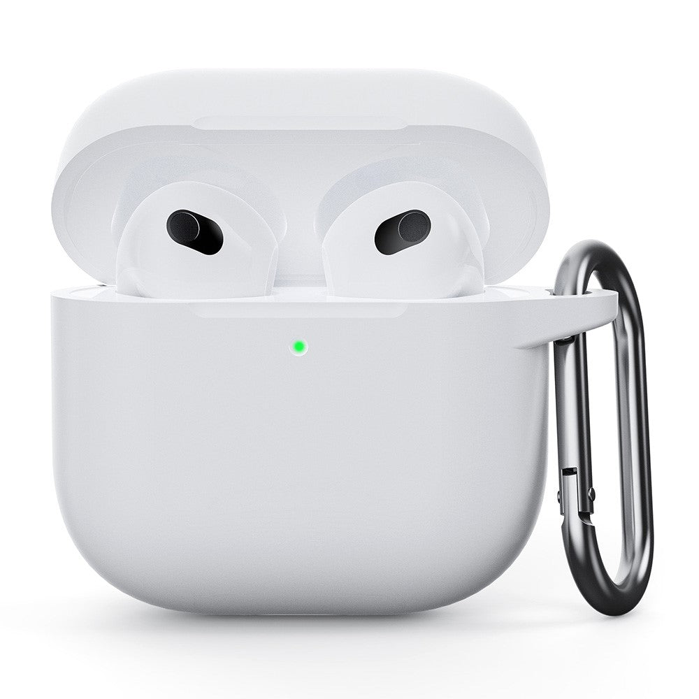 Compatible With  AirPods 5 / 4 Silicone Case Integrated Bluetooth-compatible Earbuds Protector with Hook - White