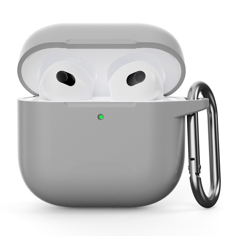 Compatible With  AirPods 5 / 4 Silicone Case Integrated Bluetooth-compatible Earbuds Protector with Hook - Light Grey
