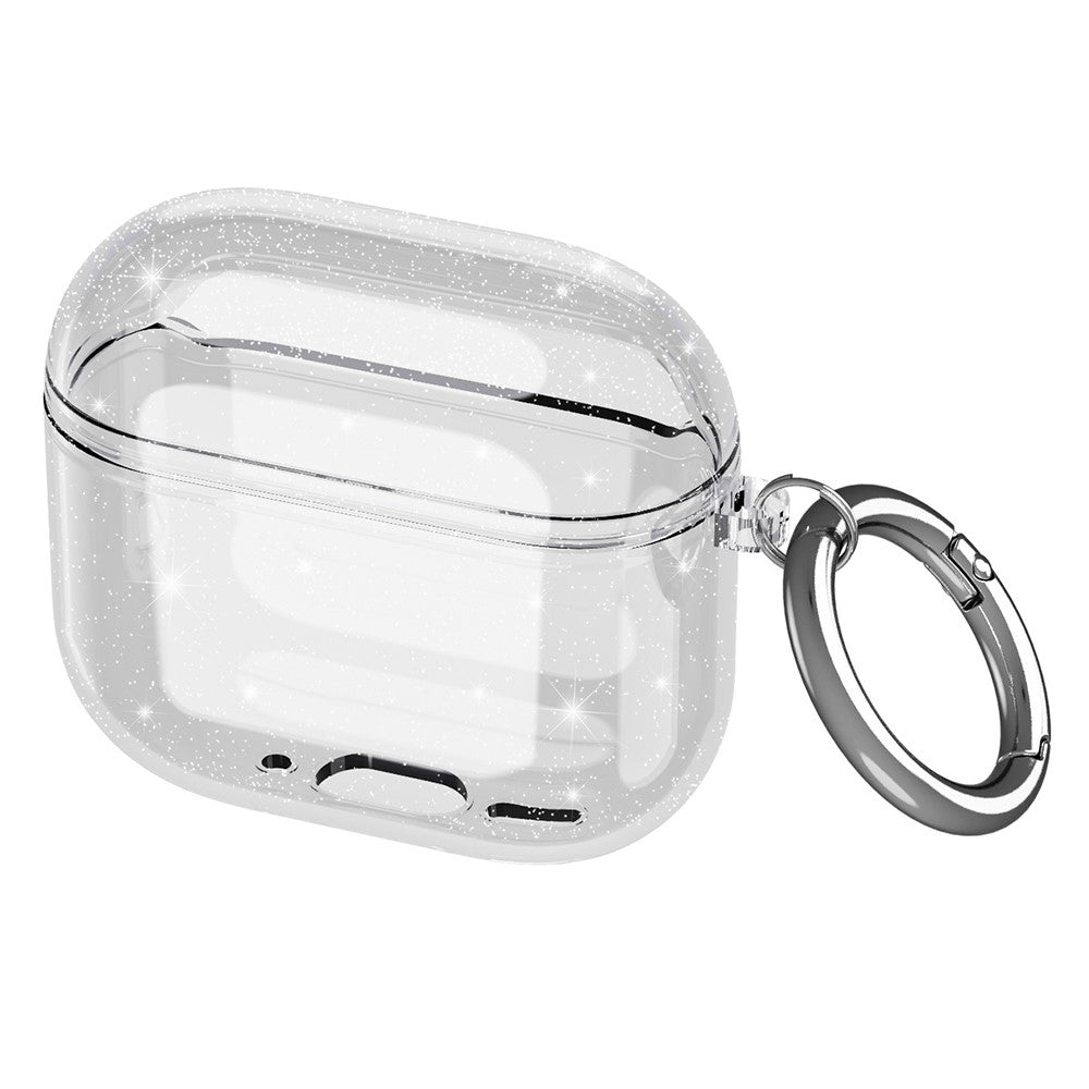 Compatible With  AirPods 5 / 4 Charging Case Cover Bluetooth-compatible Earbuds Clear TPU Protective Case with Hook - Glitter Transparent