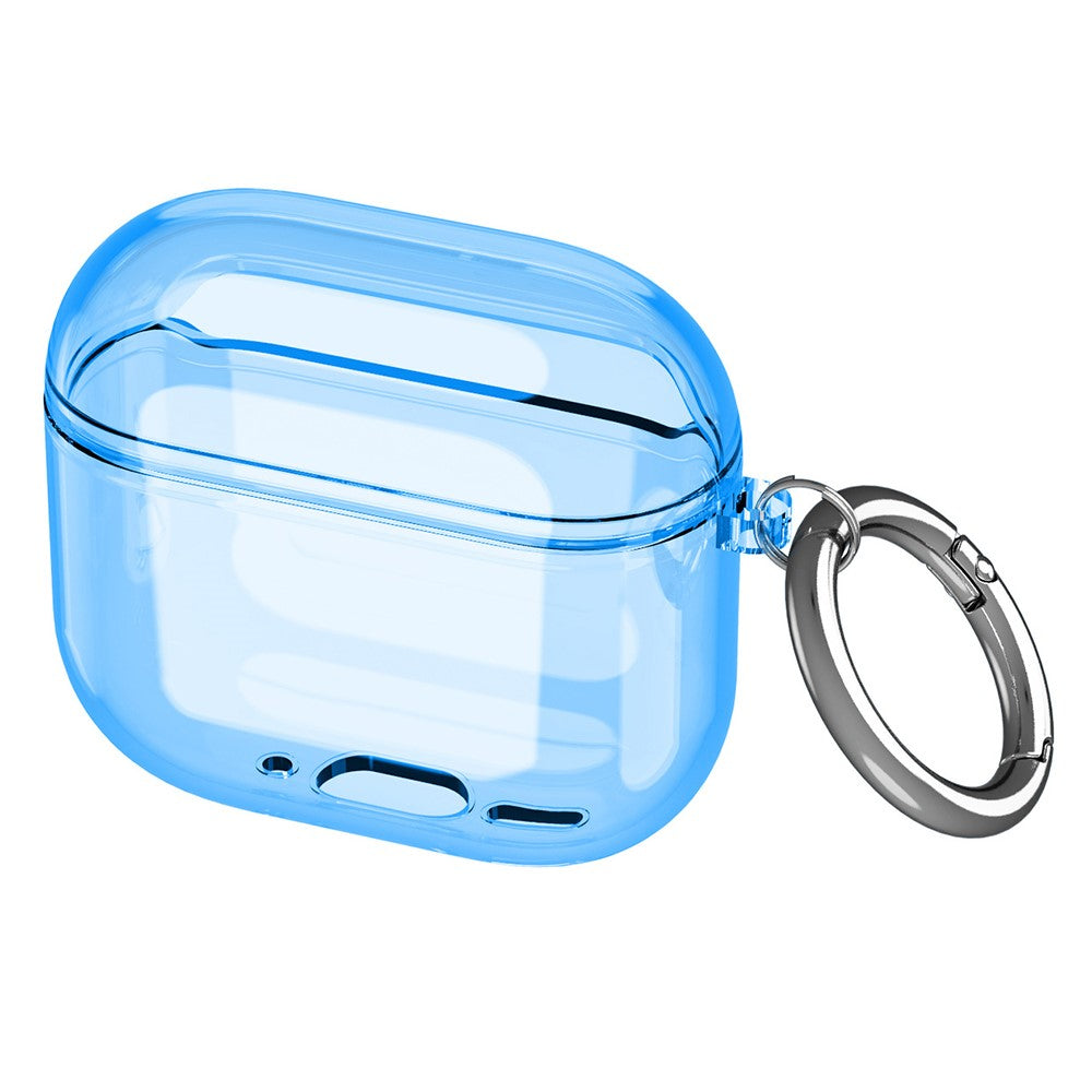 Compatible With  AirPods 5 / 4 Charging Case Cover Bluetooth-compatible Earbuds Clear TPU Protective Case with Hook - Transparent Blue