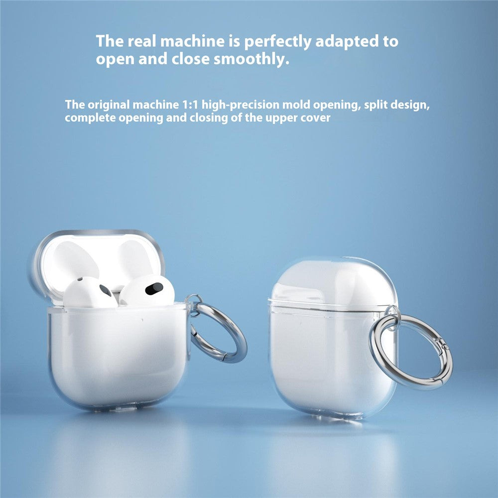 Compatible With  AirPods 5 / 4 Charging Case Cover Bluetooth-compatible Earbuds Clear TPU Protective Case with Hook - Transparent Blue