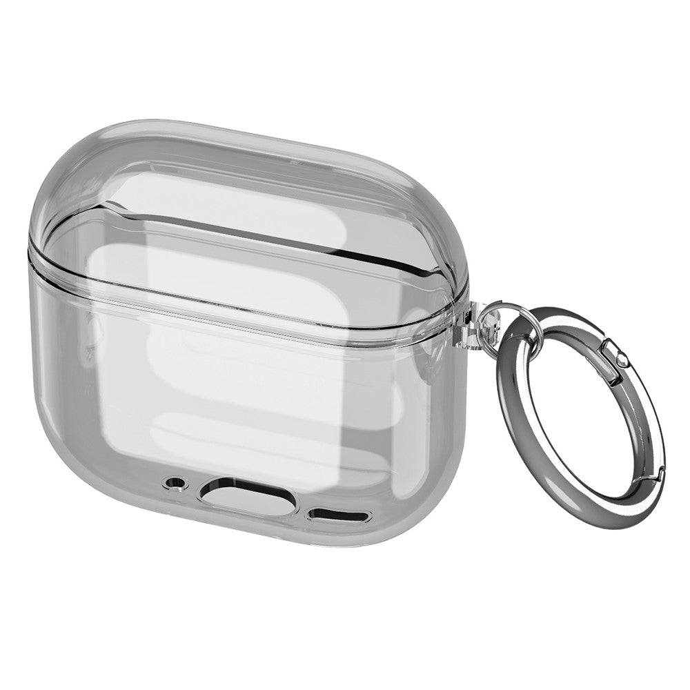 Compatible With  AirPods 5 / 4 Charging Case Cover Bluetooth-compatible Earbuds Clear TPU Protective Case with Hook - Transparent Black
