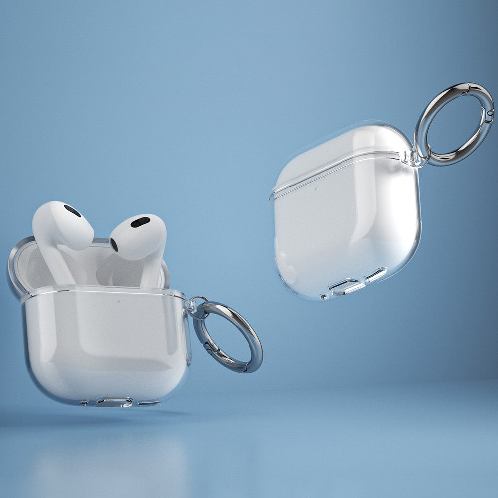 Compatible With  AirPods 5 / 4 Charging Case Cover Bluetooth-compatible Earbuds Clear TPU Protective Case with Hook - Transparent