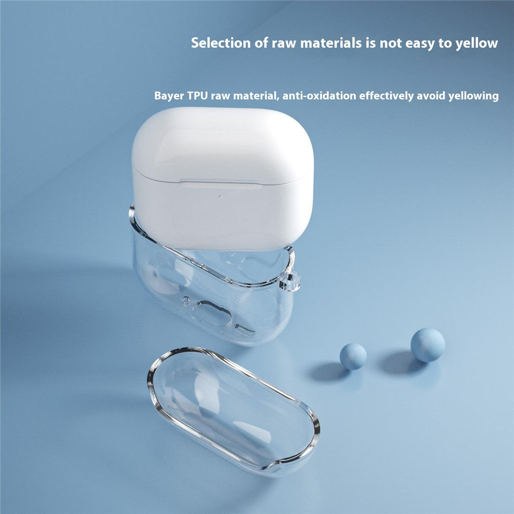 Compatible With  AirPods 5 / 4 Charging Case Cover Bluetooth-compatible Earbuds Clear TPU Protective Case with Hook - Transparent