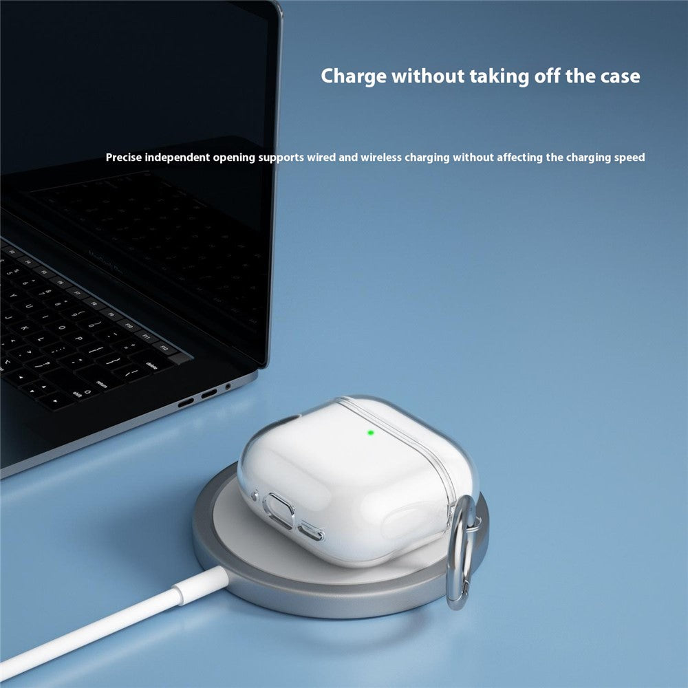 Compatible With  AirPods 5 / 4 Charging Case Cover Bluetooth-compatible Earbuds Clear TPU Protective Case with Hook - Transparent