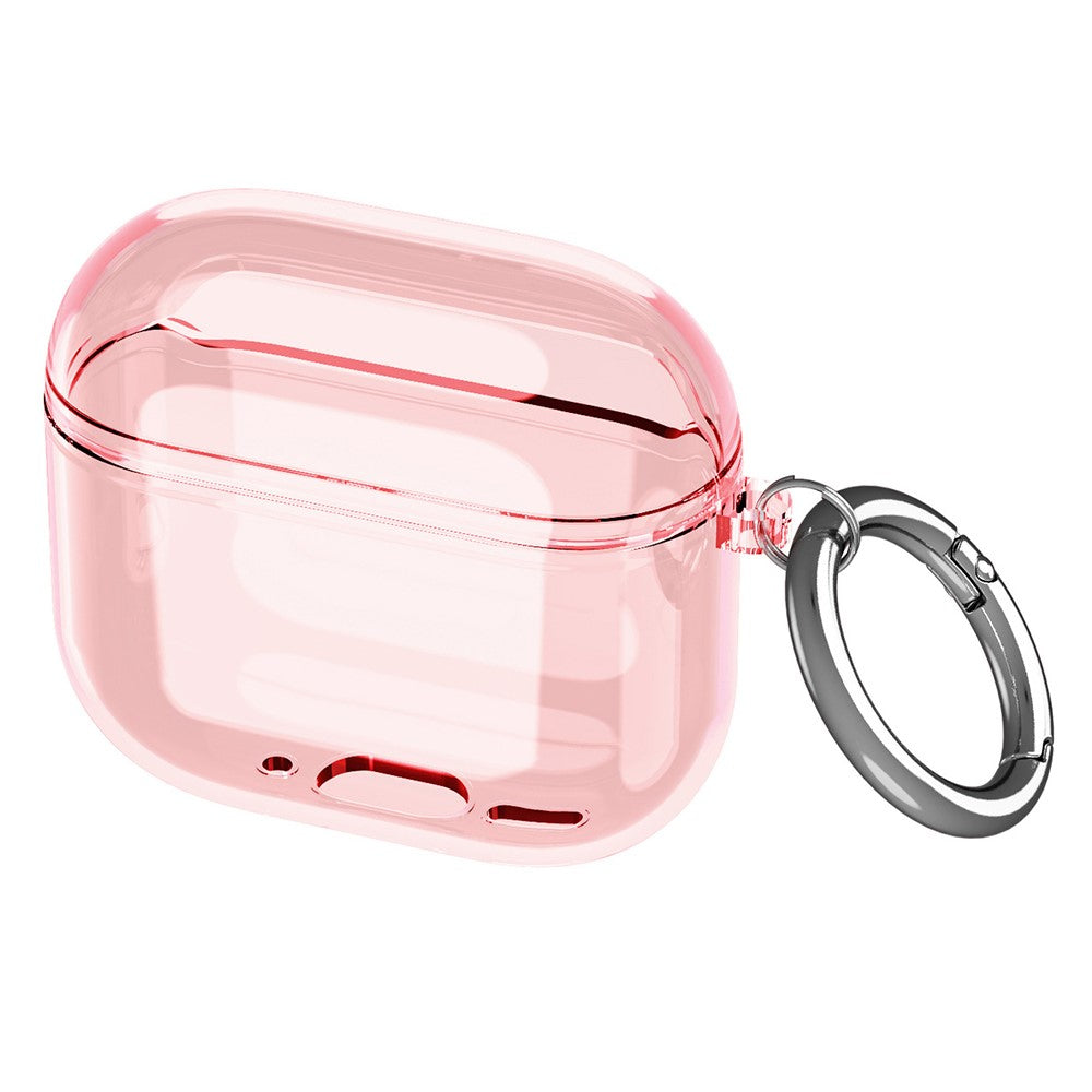 Compatible With  AirPods 5 / 4 Charging Case Cover Bluetooth-compatible Earbuds Clear TPU Protective Case with Hook - Transparent Pink