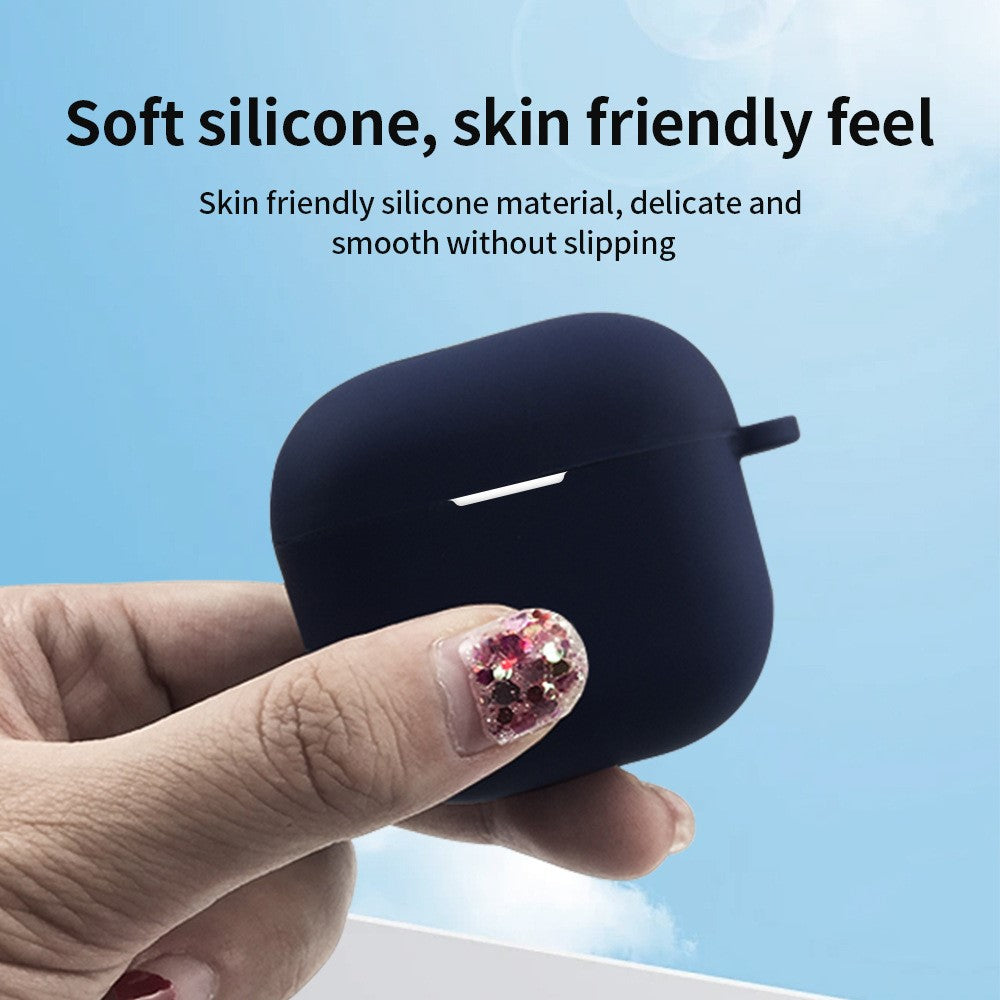 Compatible With  AirPods 5 / 4 Silicone Case Integrated Bluetooth-compatible Earbuds Protective Cover with Hook - Black