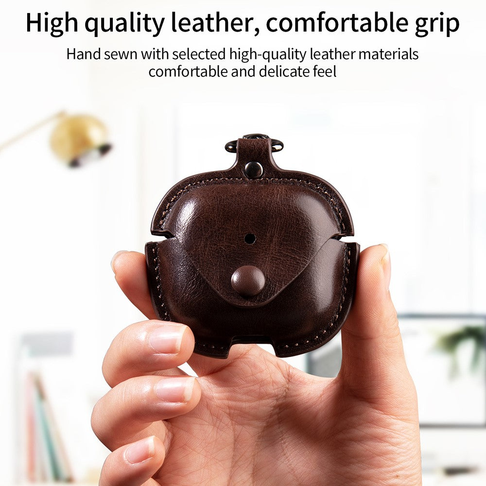 Compatible With  AirPods 5 / 4 Charging Case Cover Leather+PC Earbuds Protective Case - Black