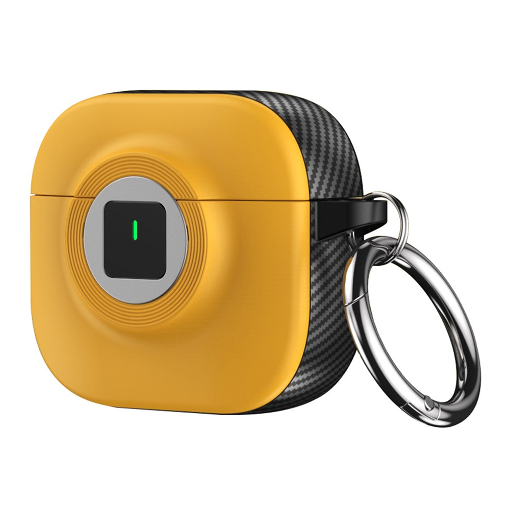 Compatible With  AirPods 5 / 4 Case PC+TPU Flip Earphone Cover with Carabiner and Switch Lock - Yellow