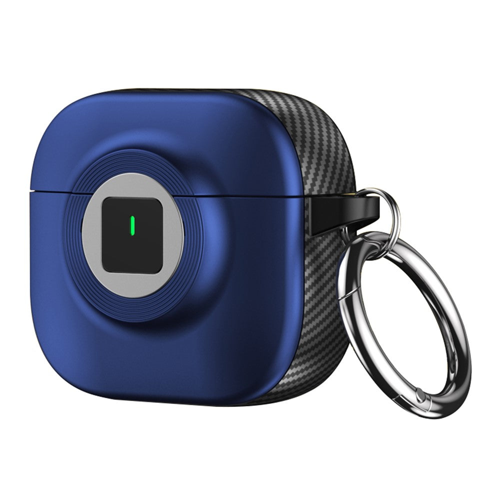 Compatible With  AirPods 5 / 4 Case PC+TPU Flip Earphone Cover with Carabiner and Switch Lock - Blue