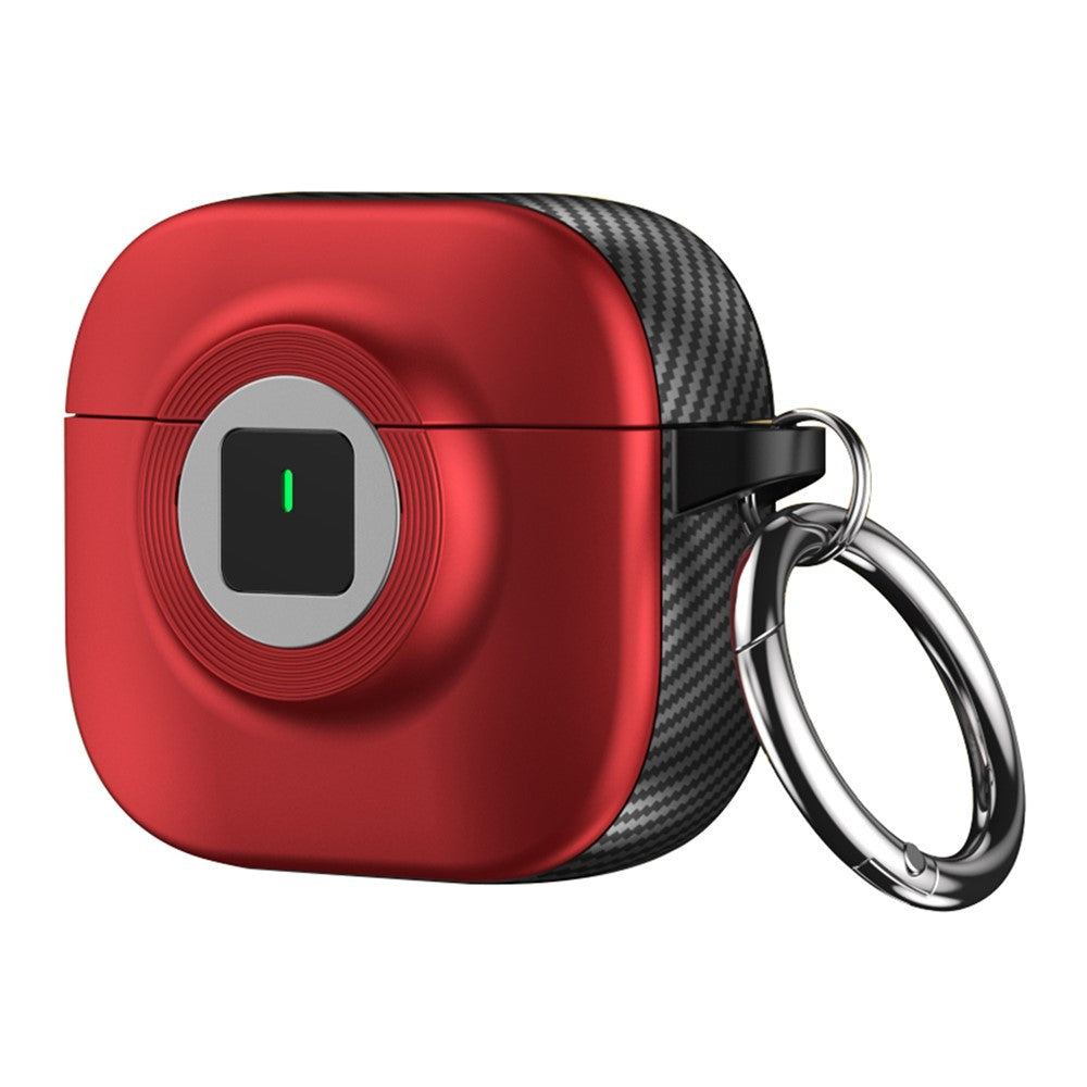 Compatible With  AirPods 5 / 4 Case PC+TPU Flip Earphone Cover with Carabiner and Switch Lock - Red