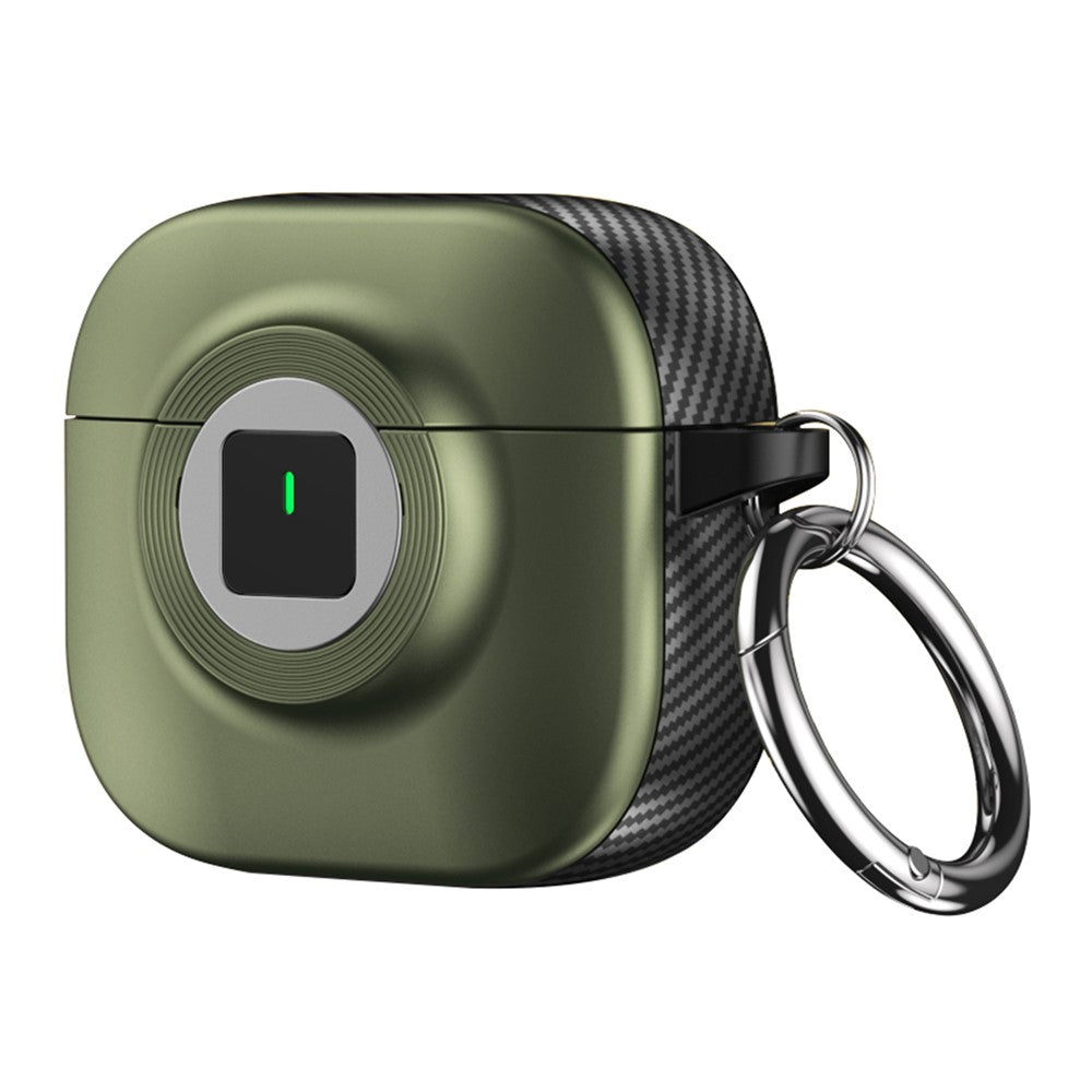 Compatible With  AirPods 5 / 4 Case PC+TPU Flip Earphone Cover with Carabiner and Switch Lock - Green