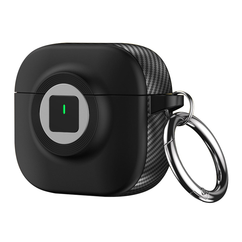 Compatible With  AirPods 5 / 4 Case PC+TPU Flip Earphone Cover with Carabiner and Switch Lock - Black