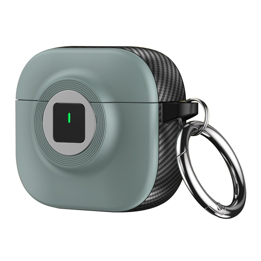Compatible With  AirPods 5 / 4 Case PC+TPU Flip Earphone Cover with Carabiner and Switch Lock - Light Green