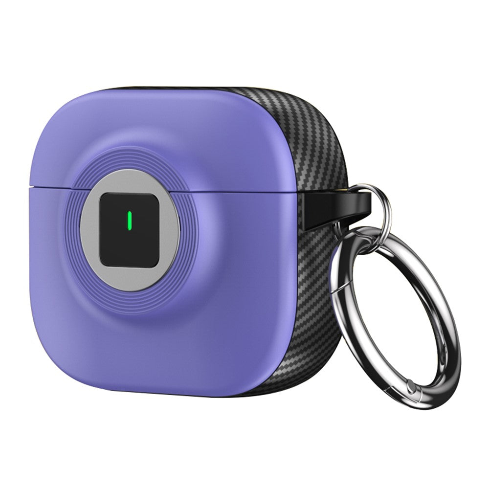 Compatible With  AirPods 5 / 4 Case PC+TPU Flip Earphone Cover with Carabiner and Switch Lock - Purple