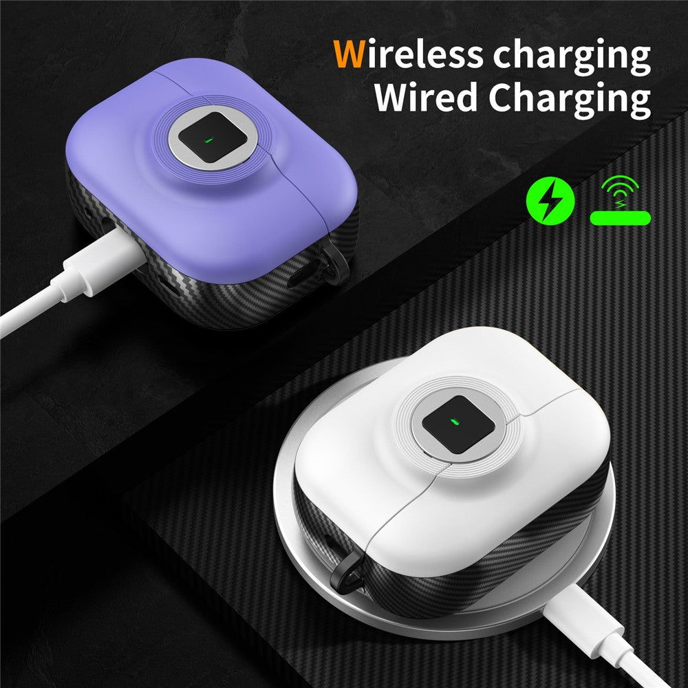 Compatible With  AirPods 5 / 4 Case PC+TPU Flip Earphone Cover with Carabiner and Switch Lock - Purple