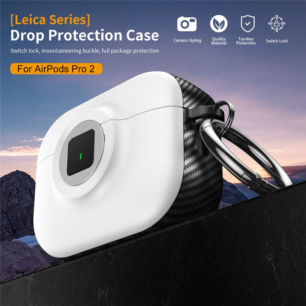 Compatible With  AirPods 5 / 4 Case PC+TPU Flip Earphone Cover with Carabiner and Switch Lock - Pink