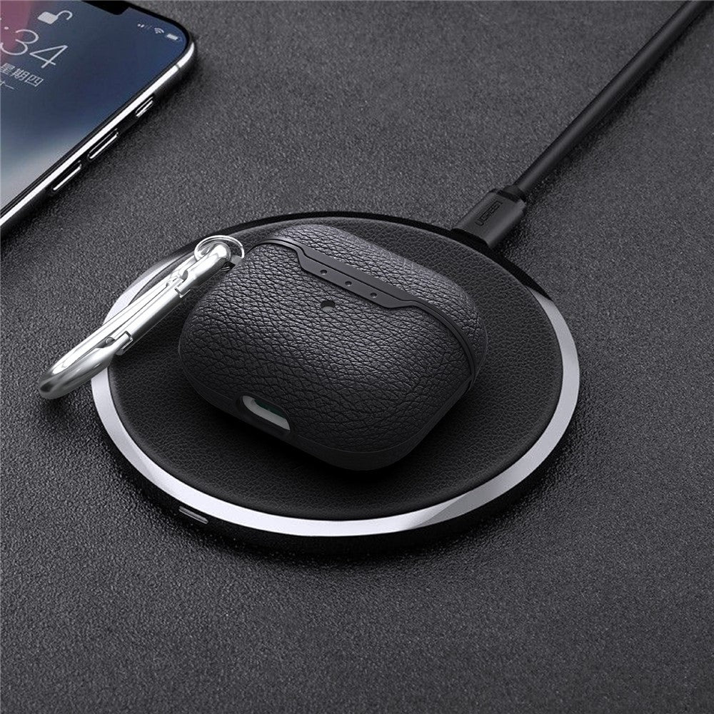 Compatible With  AirPods 5 / 4 Charging Case Cover Litchi Texture Bluetooth-compatible Earbuds Shockproof TPU Case with Buckle - Army Green