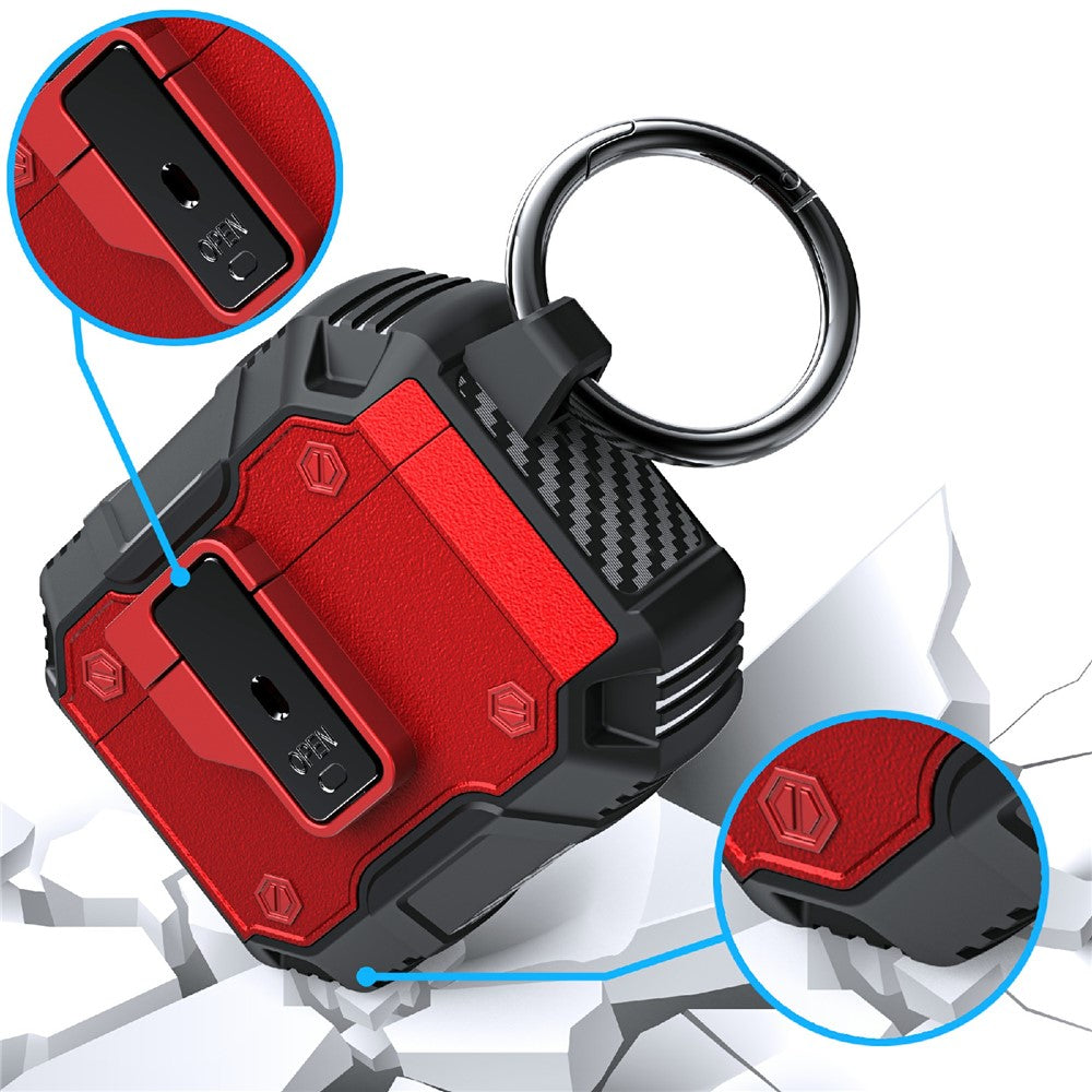 Compatible With  AirPods 5 / 4 Charging Case Cover Button Lock TPU+PC Bluetooth-compatible Earbuds Protector with Metal Buckle - Black