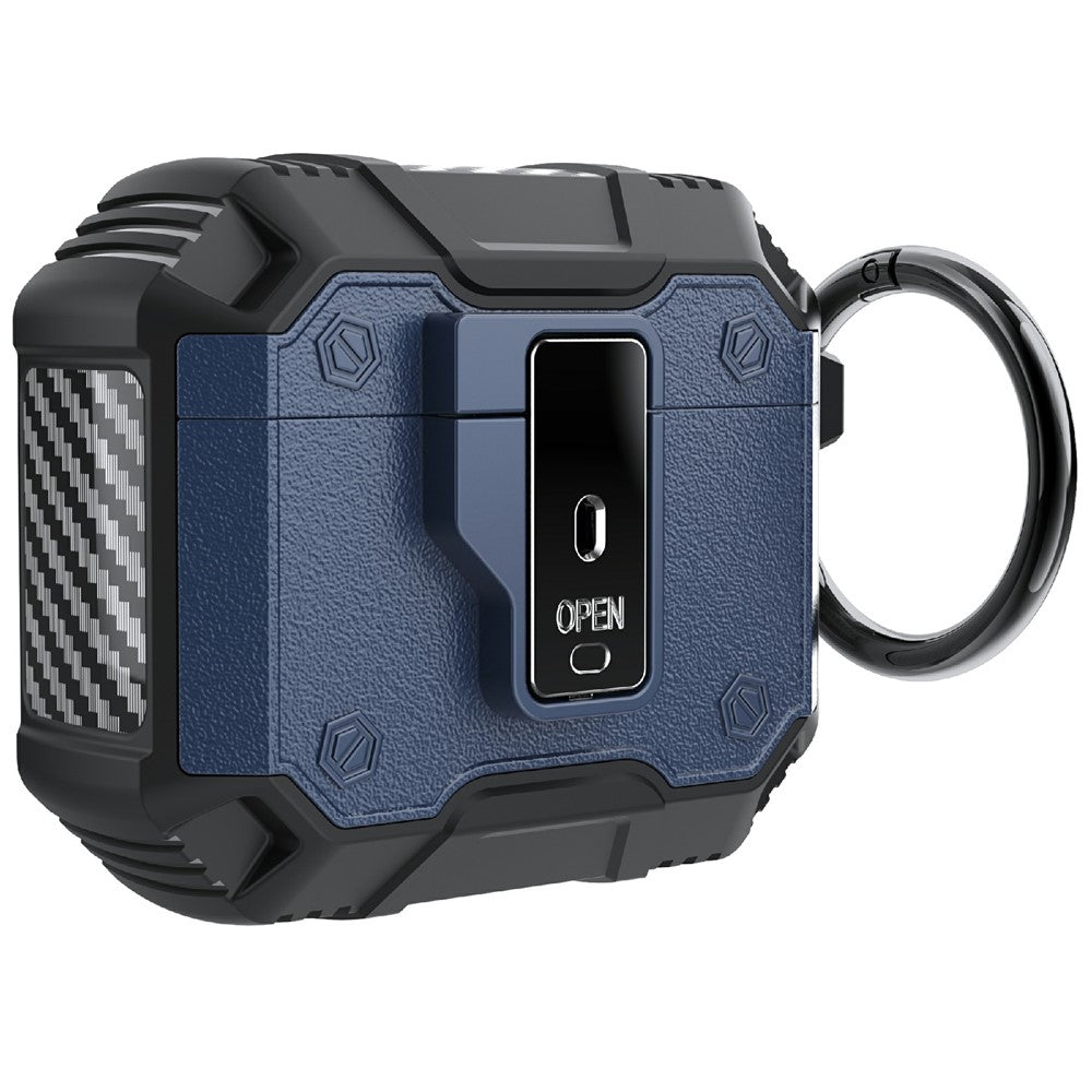 Compatible With  AirPods 5 / 4 Charging Case Cover Button Lock TPU+PC Bluetooth-compatible Earbuds Protector with Metal Buckle - Blue