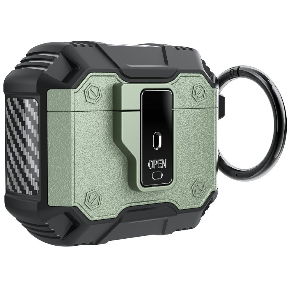 Compatible With  AirPods 5 / 4 Charging Case Cover Button Lock TPU+PC Bluetooth-compatible Earbuds Protector with Metal Buckle - Green