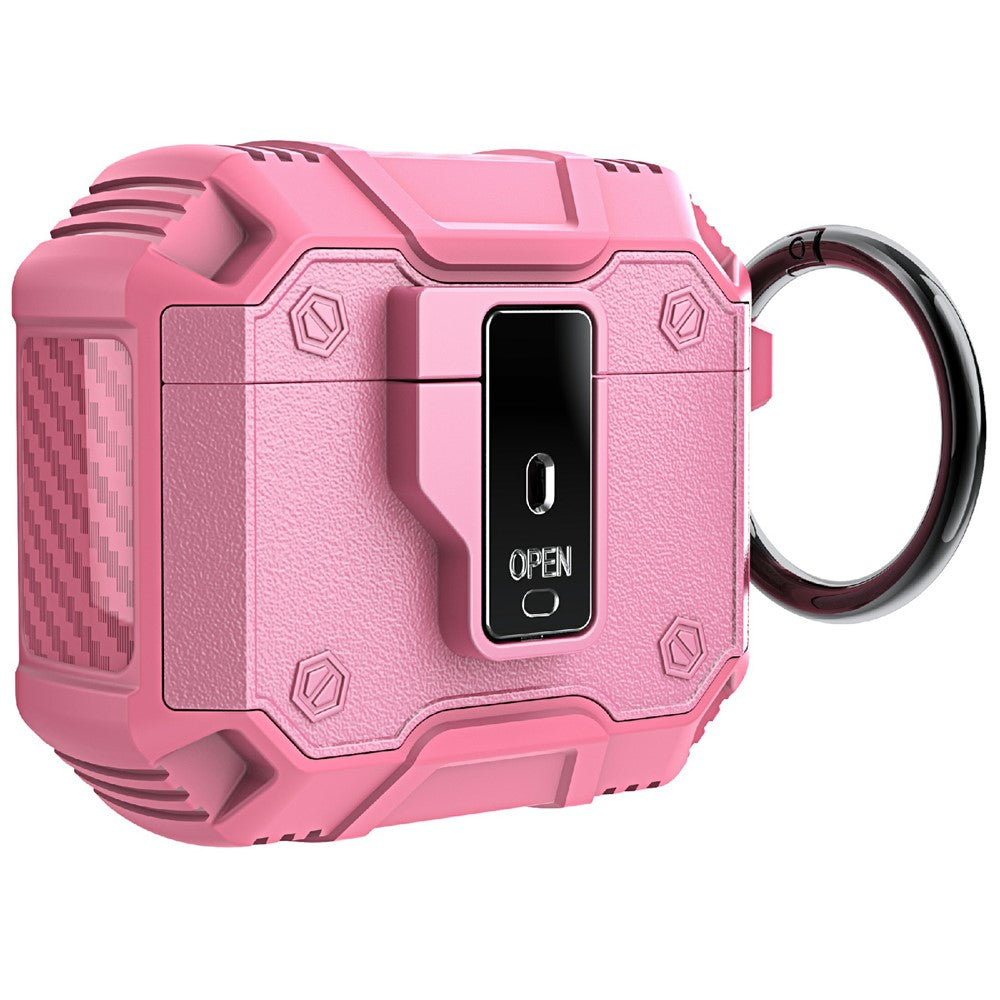 Compatible With  AirPods 5 / 4 Charging Case Cover Button Lock TPU+PC Bluetooth-compatible Earbuds Protector with Metal Buckle - Pink