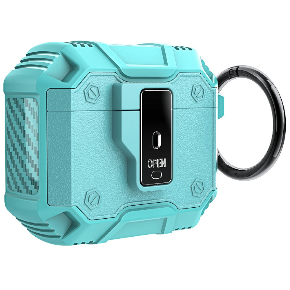 Compatible With  AirPods 5 / 4 Charging Case Cover Button Lock TPU+PC Bluetooth-compatible Earbuds Protector with Metal Buckle - Mint Green