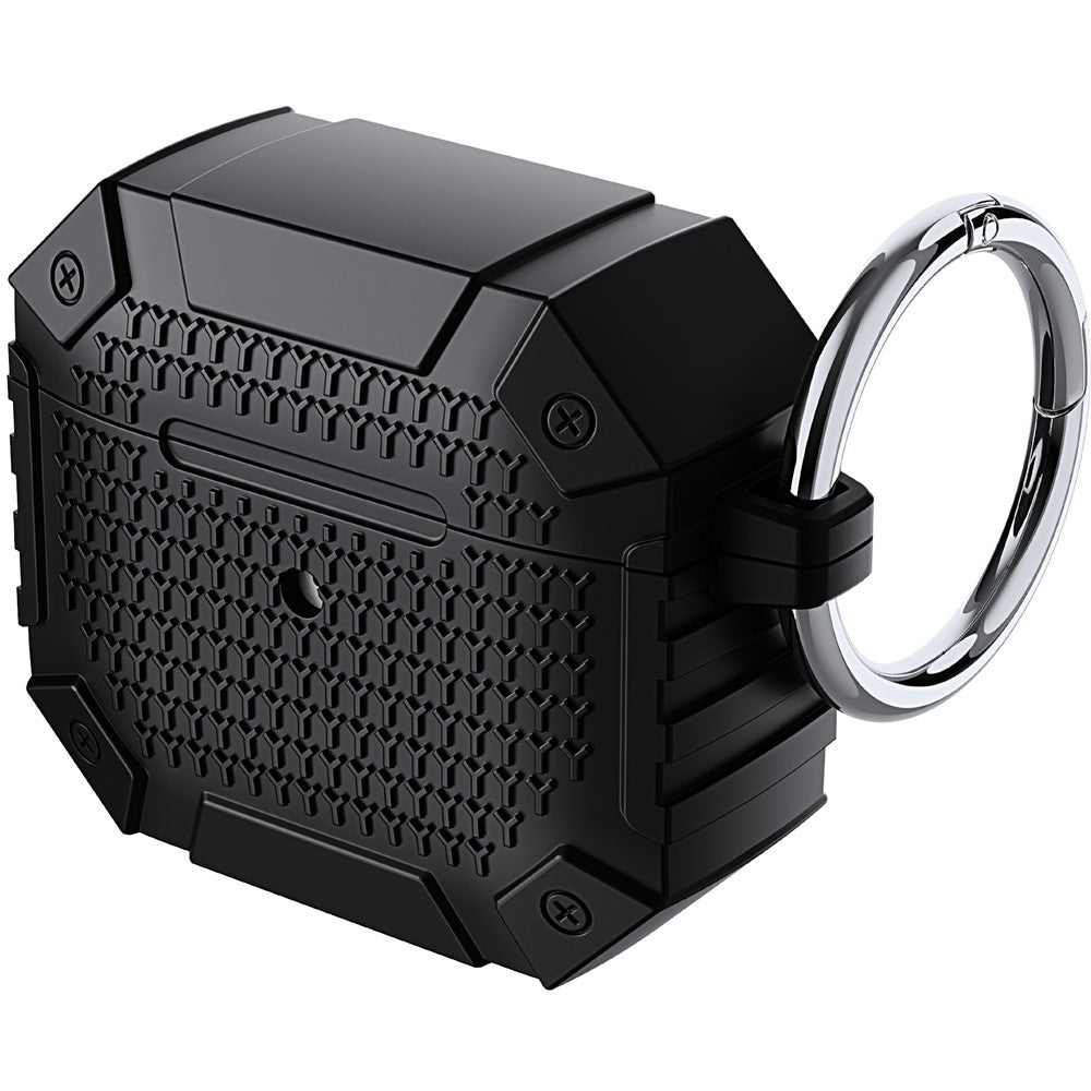Compatible With  AirPods 5 / 4 TPU Shockproof ReinCompatible With ced Earbud Case Heavy Duty Military Protective Cover with Carabiner - Black