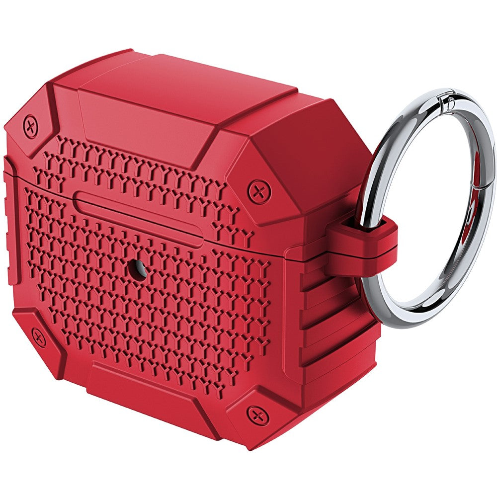 Compatible With  AirPods 5 / 4 TPU Shockproof ReinCompatible With ced Earbud Case Heavy Duty Military Protective Cover with Carabiner - Red