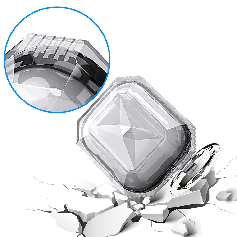 Compatible With  AirPods 5 / 4 Charging Case Cover Contrast Color Bluetooth-compatible Earbuds TPU Case with Buckle - Transparent Black