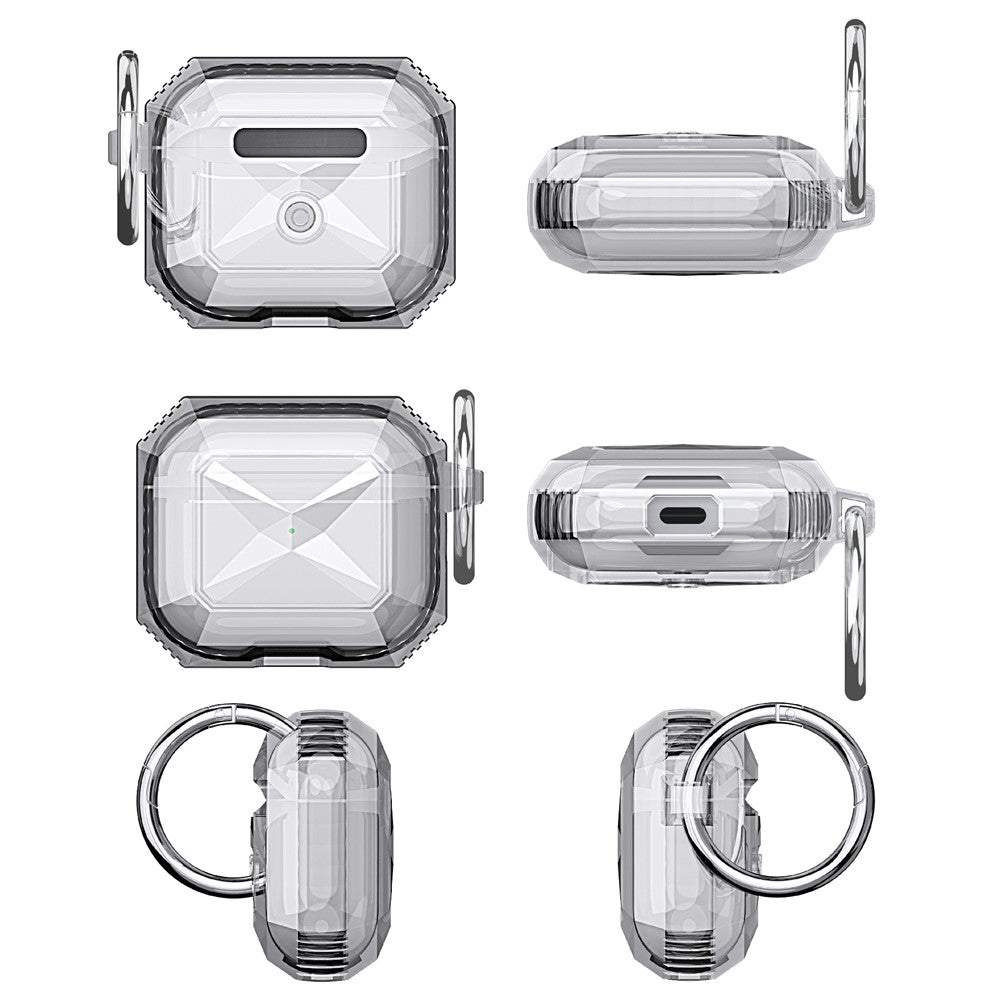 Compatible With  AirPods 5 / 4 Charging Case Cover Contrast Color Bluetooth-compatible Earbuds TPU Case with Buckle - Transparent Black