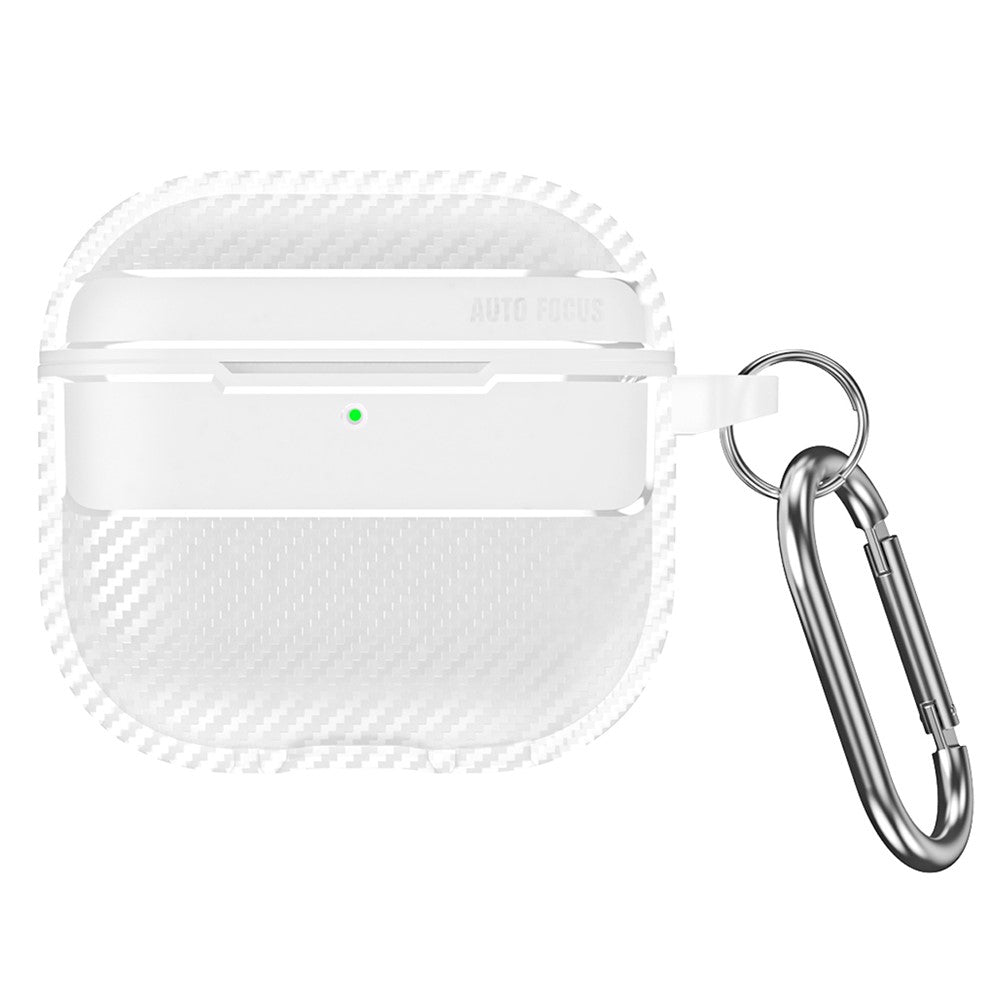 Compatible With  AirPods 5 / 4 Case Carbon Fiber Texture TPU Earbuds Protective Cover with Hook - Transparent