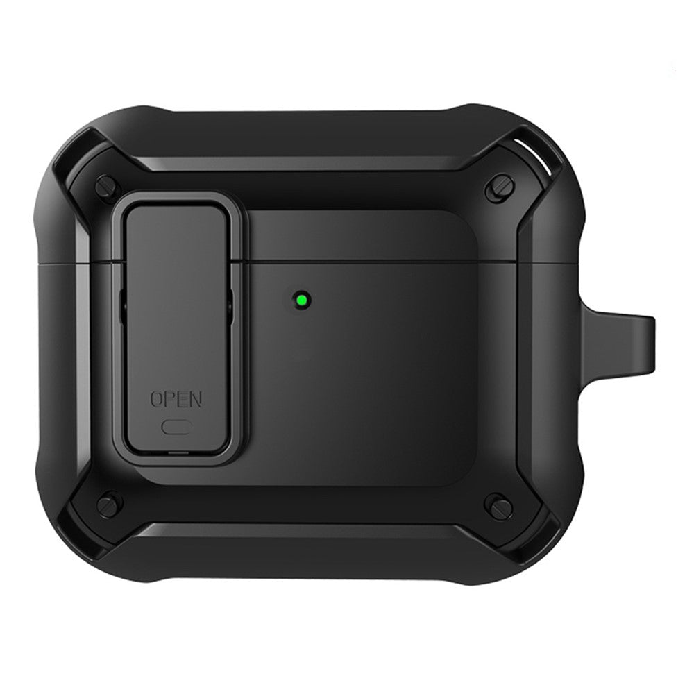 Compatible With  AirPods 5 / 4 Bluetooth-compatible Earphone Cover TPU+PC Anti-Drop Case with Buckle - Black
