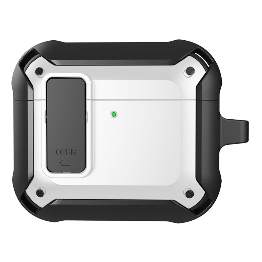 Compatible With  AirPods 5 / 4 Bluetooth-compatible Earphone Cover TPU+PC Anti-Drop Case with Buckle - White