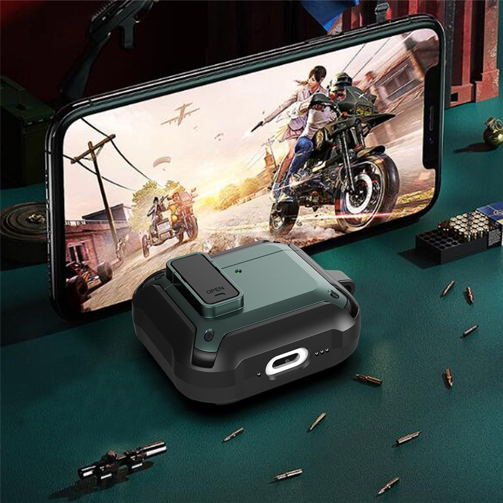 Compatible With  AirPods 5 / 4 Bluetooth-compatible Earphone Cover TPU+PC Anti-Drop Case with Buckle - White