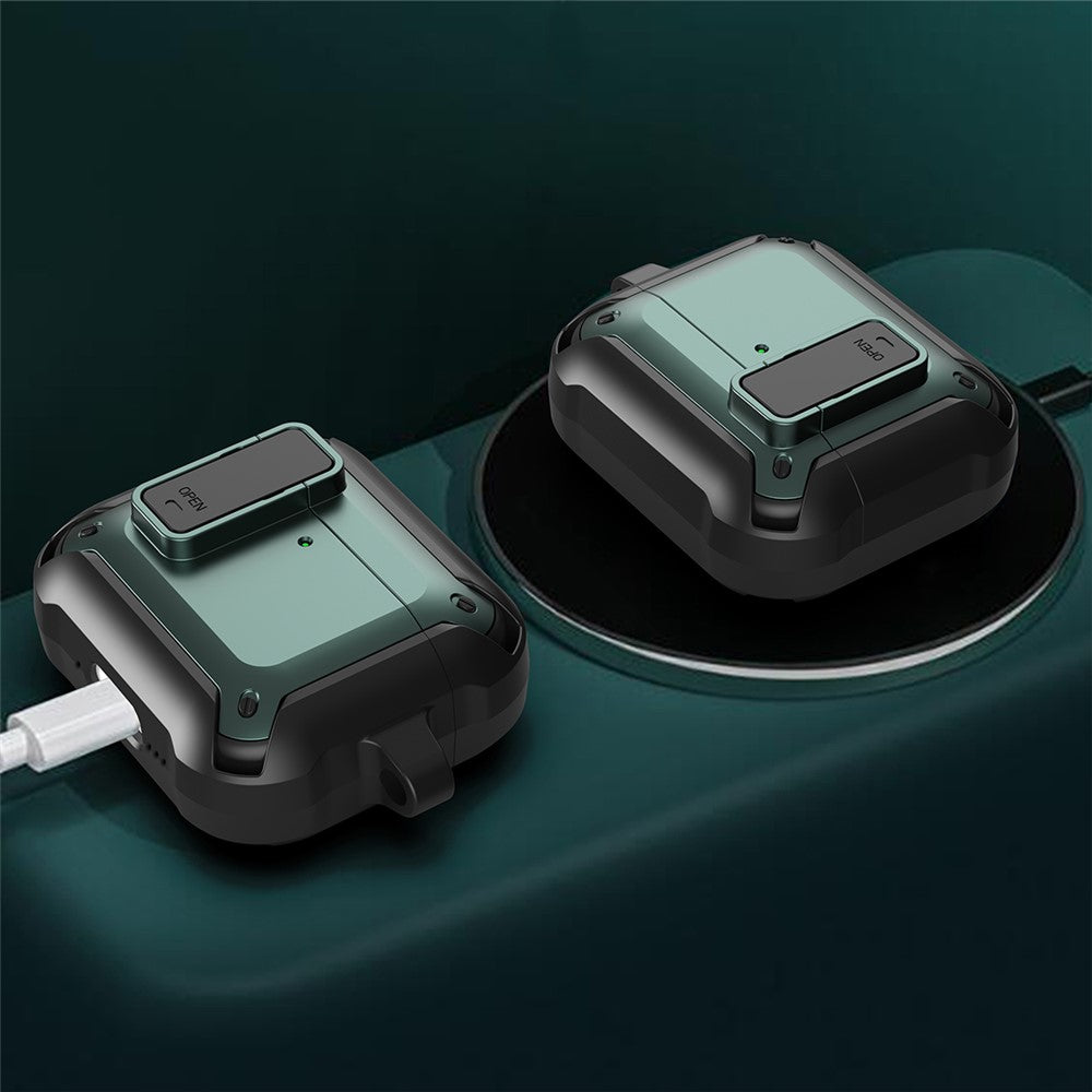 Compatible With  AirPods 5 / 4 Bluetooth-compatible Earphone Cover TPU+PC Anti-Drop Case with Buckle - White