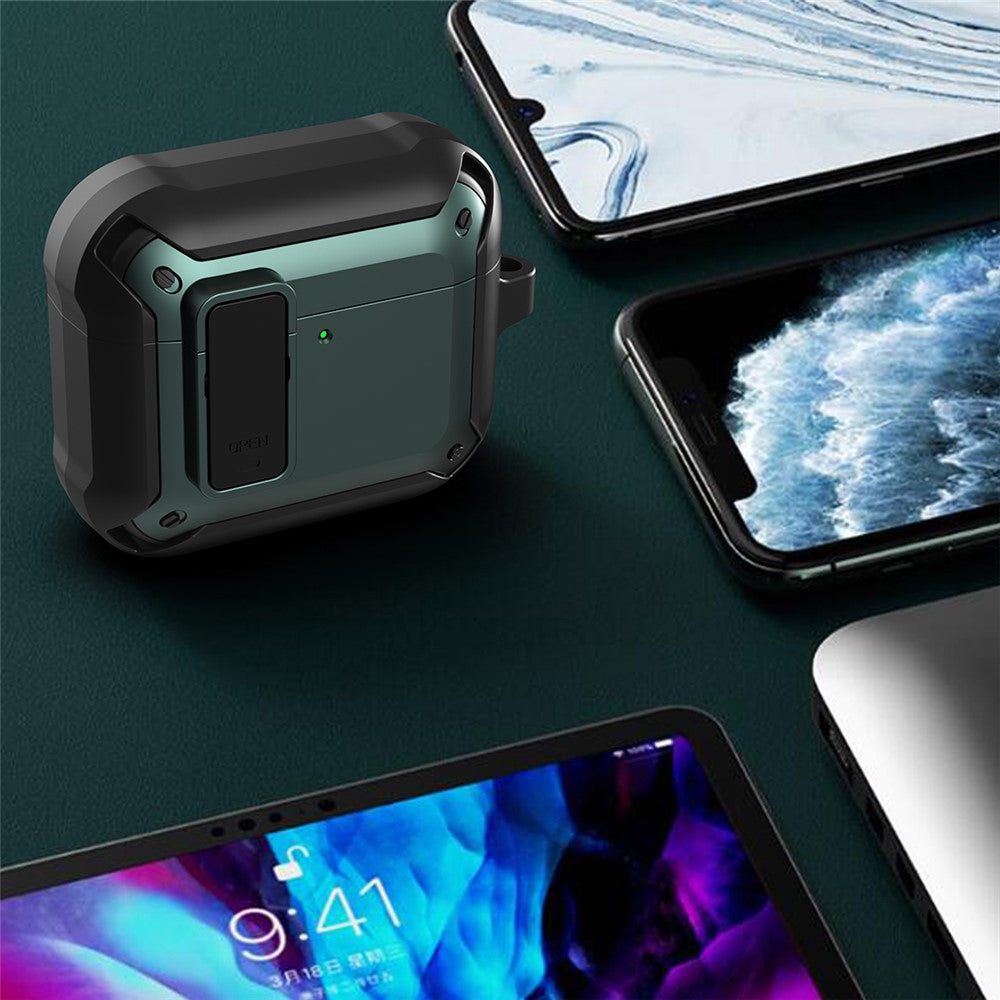 Compatible With  AirPods 5 / 4 Bluetooth-compatible Earphone Cover TPU+PC Anti-Drop Case with Buckle - Red